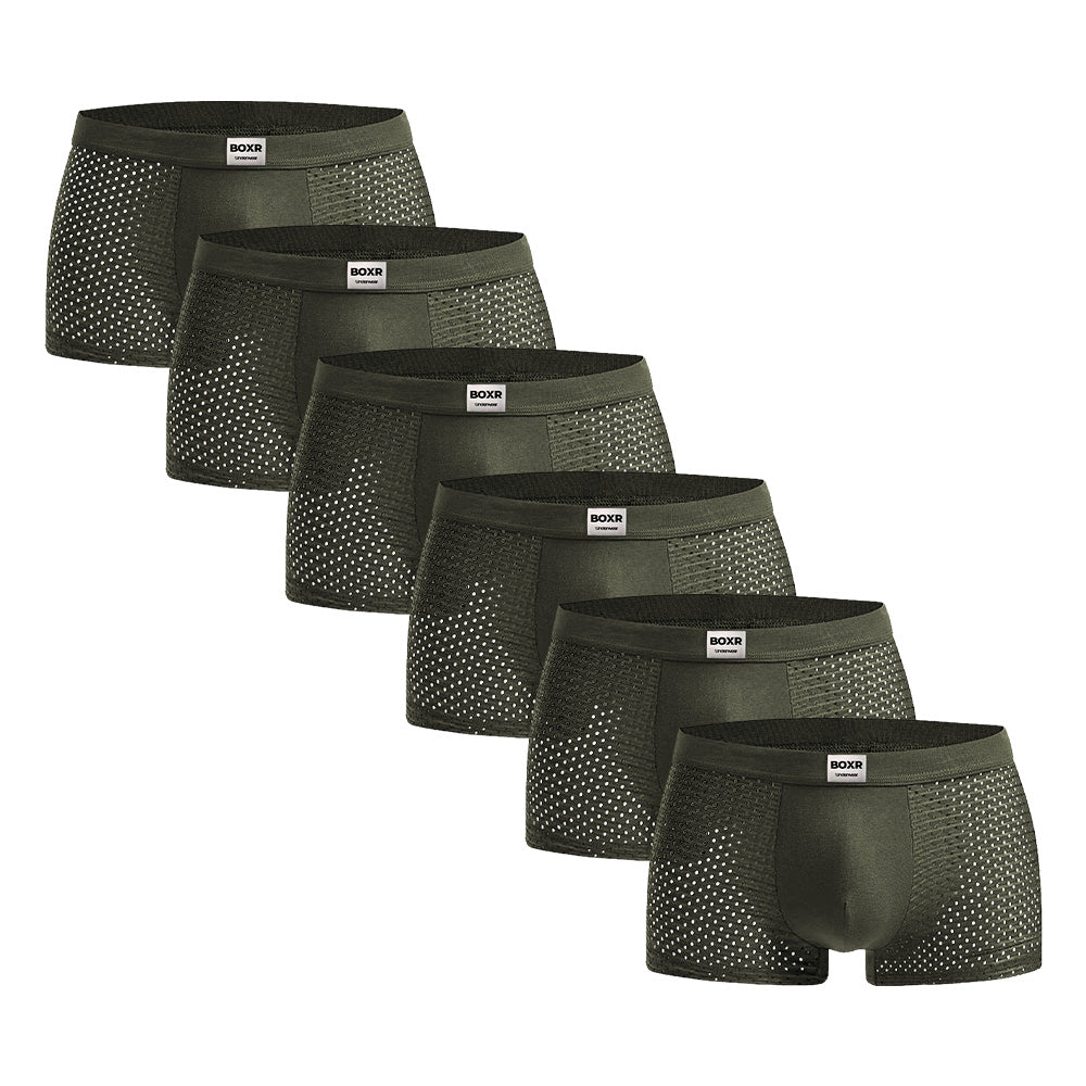 BOXR | Bamboe Boxers 6-Pack Olijfgroen