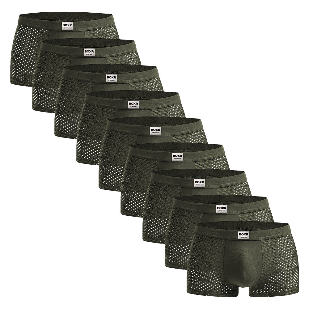 BOXR | Bamboe Boxers 9-Pack Olijfgroen