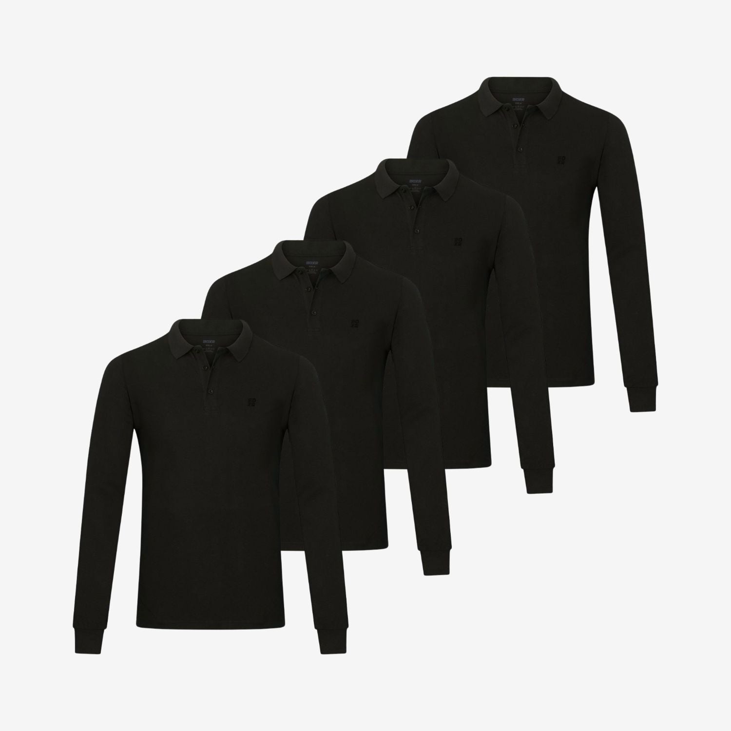 Bamboe polo's lange mouwen 4-Pack
